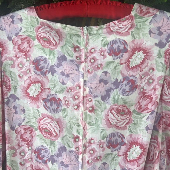 Vtg 80s Laura Ashley Floral Print Cotton Dress | Puff Sleeves | Drop Waist | S - Picture 12 of 17